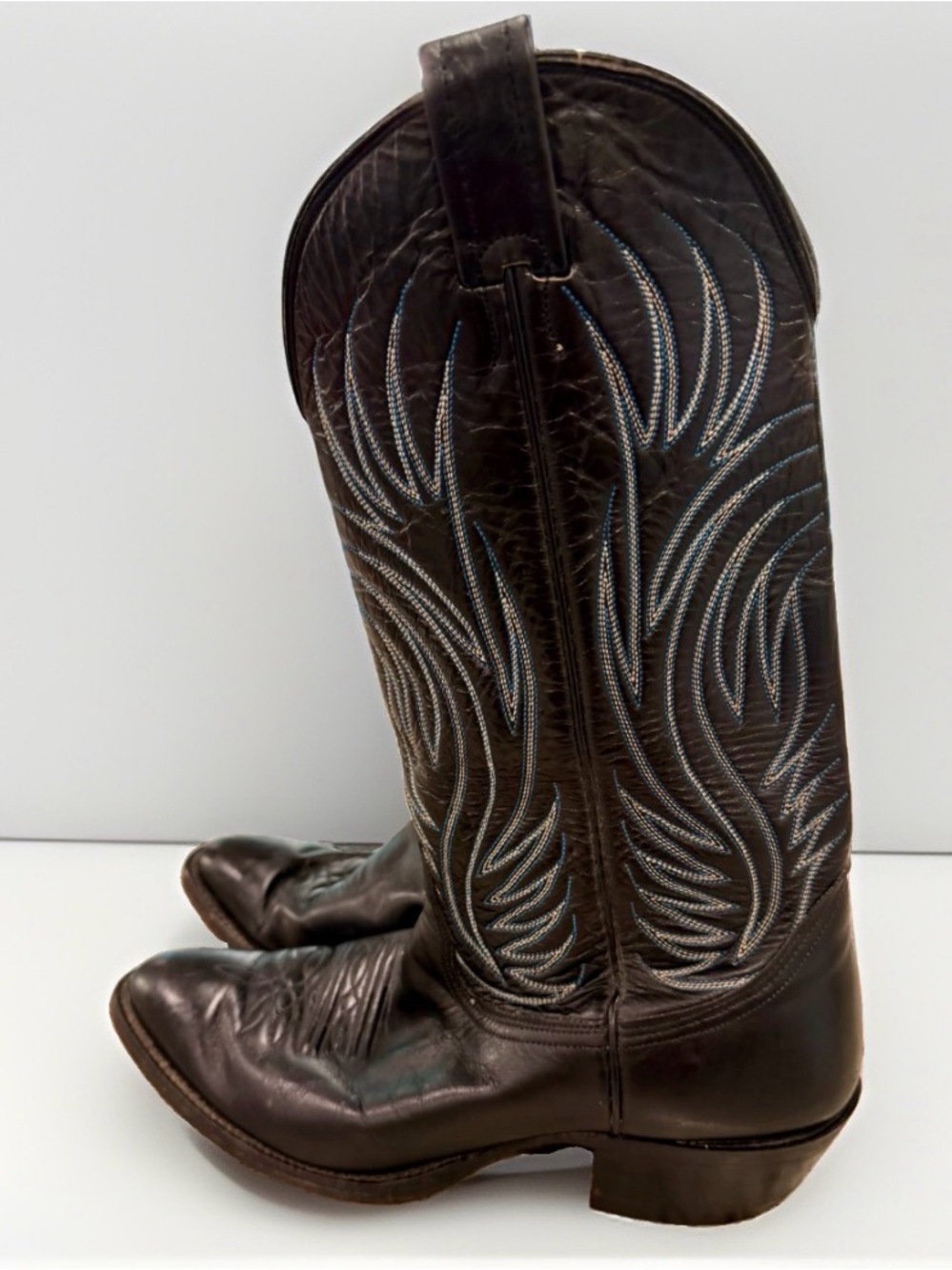Nocona Boots Men’s Sz 9 D Black Leather Western Cowboy Boots Made In USA
